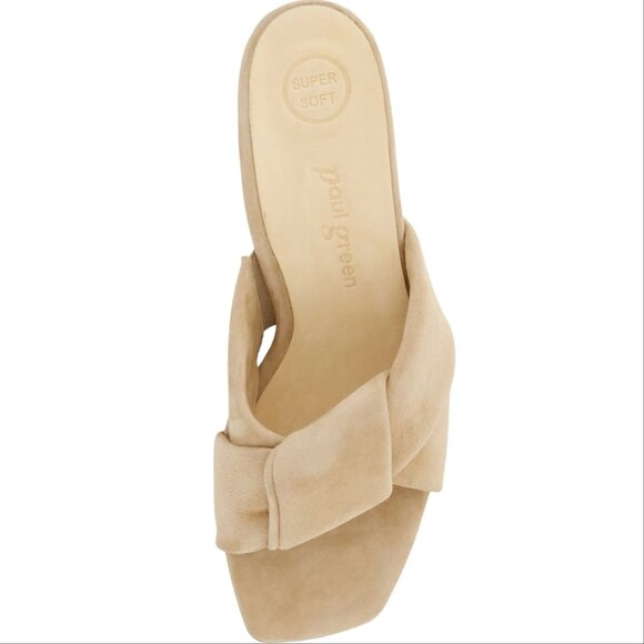 Paul Green SUPER SOFT Yasmin Slide Sandals US 9 Block Heel Beige Suede NEW $378 - Picture 4 of 13